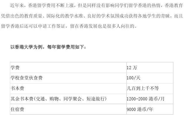 香港大学留学申请规划排名 香港大学留学费用